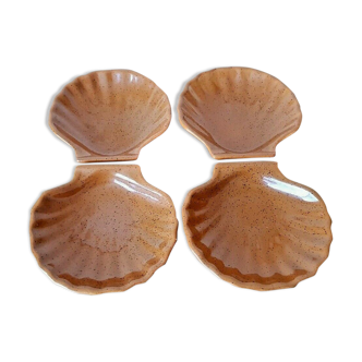 Set of 4 french vintage emile henry brown coquille st jaques