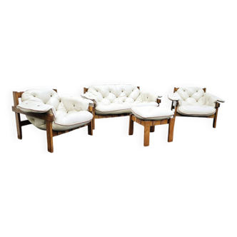 Ensemble de 4 fauteuils vintage en cuir du milieu du siècle, modèle : SENATOR, Hongrie 1986