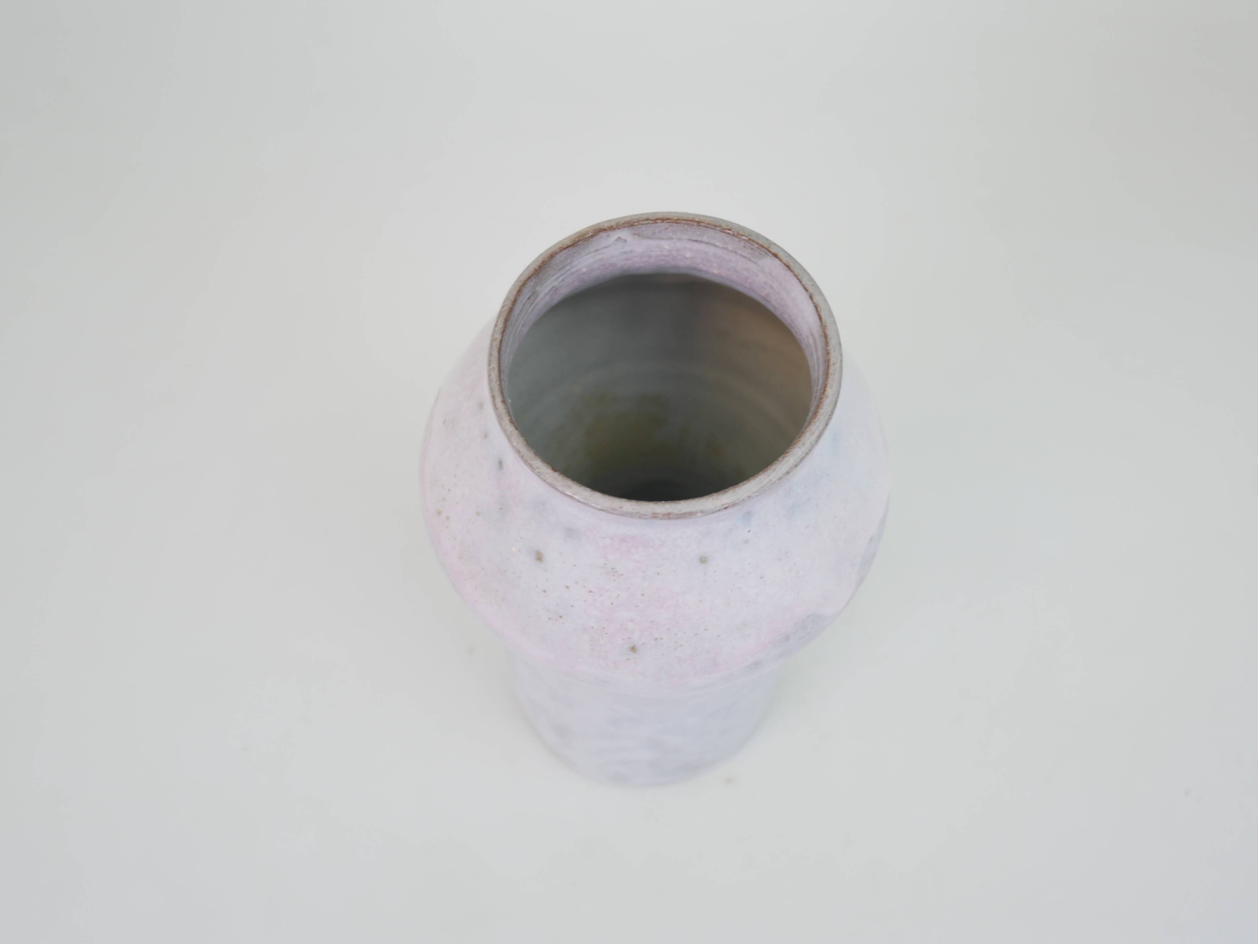 White-pink glazed ceramic vase