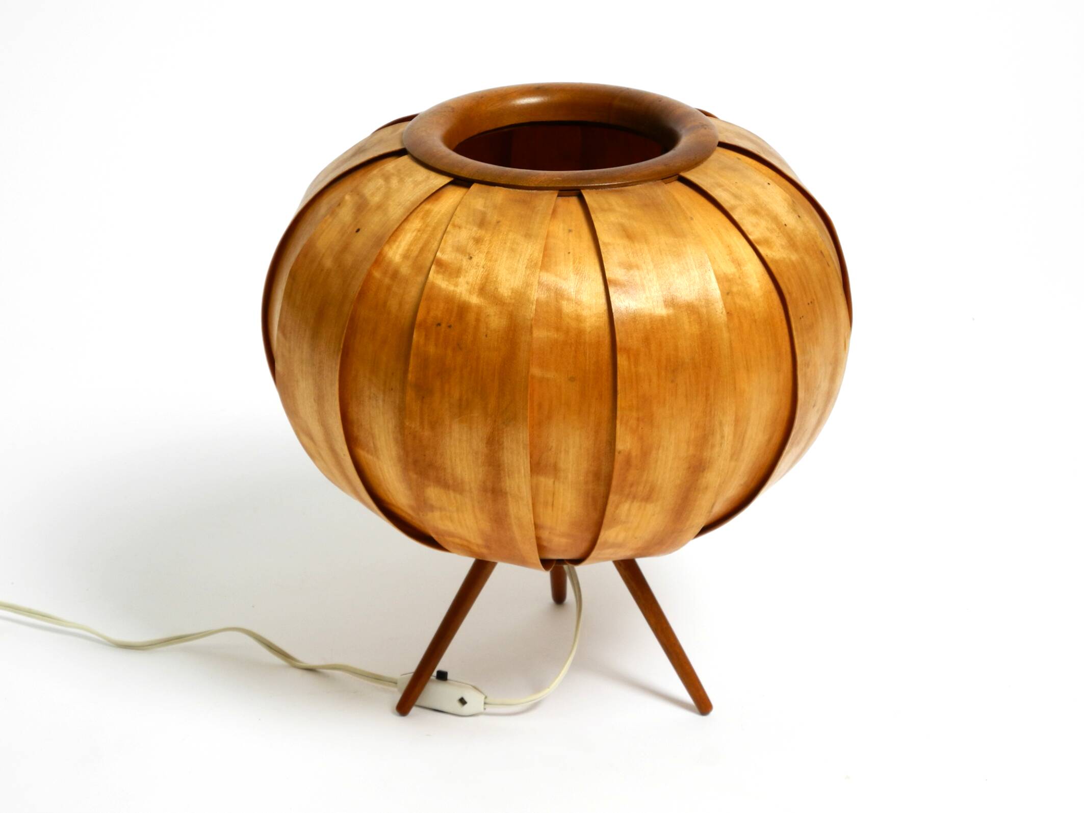 Large Mid Century Modern bentwood lamella tripod Table Lamp
