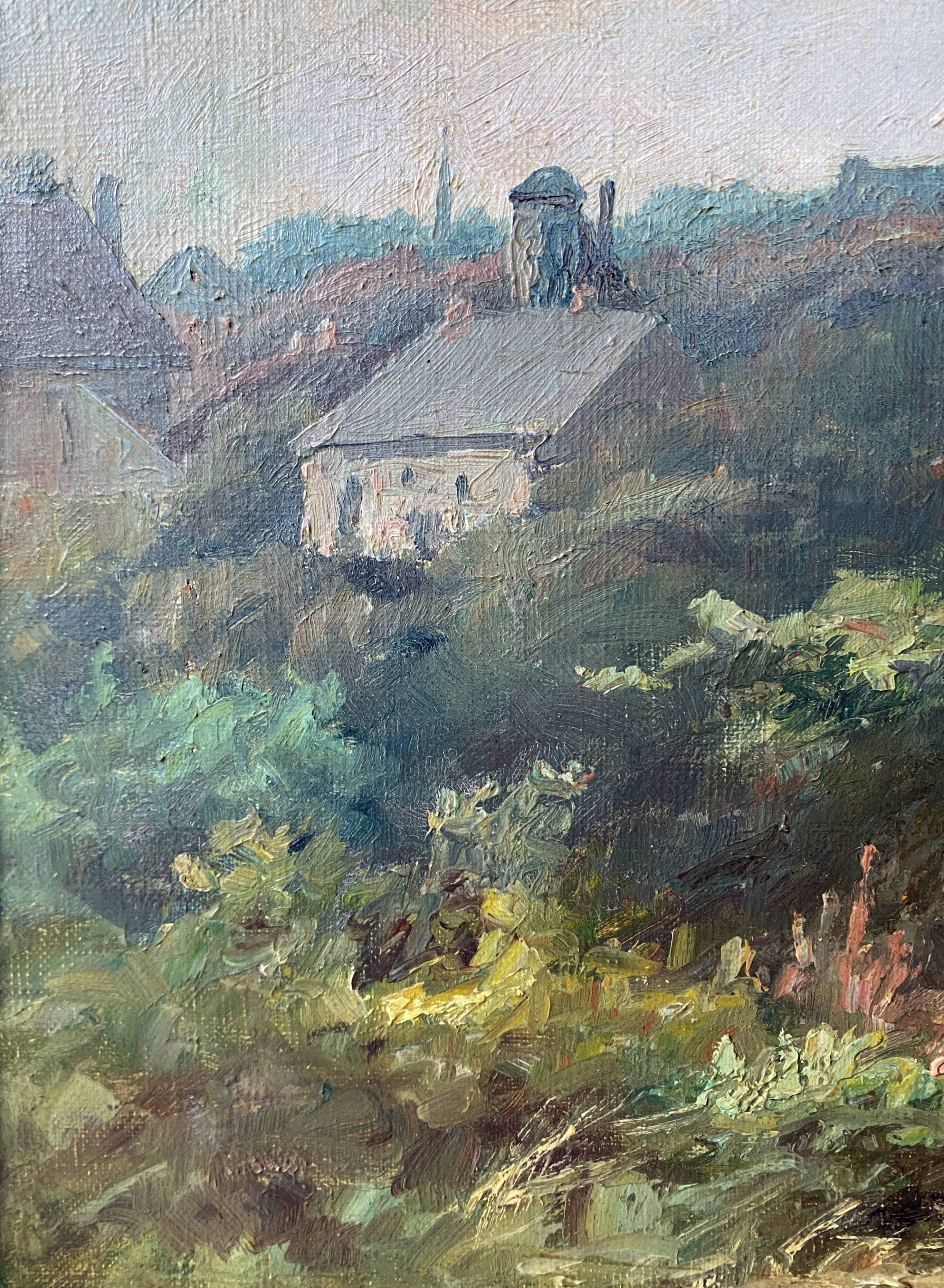 Hst painting "animated landscape" by hf vertet (1847-1924) known as l'abbé vertet