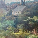 Hst painting "animated landscape" by hf vertet (1847-1924) known as l'abbé vertet