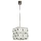 1970s Czech Geometric Pressed Glass and Chrome Cube Pendant Light