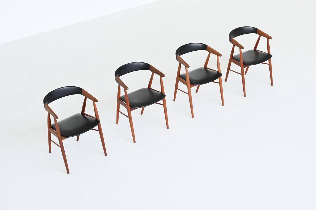 Teak chairs by Aksel Bender Madsen and Ejnar Larsen, Denmark 1960.