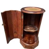 Round wooden bedside table, 1 door