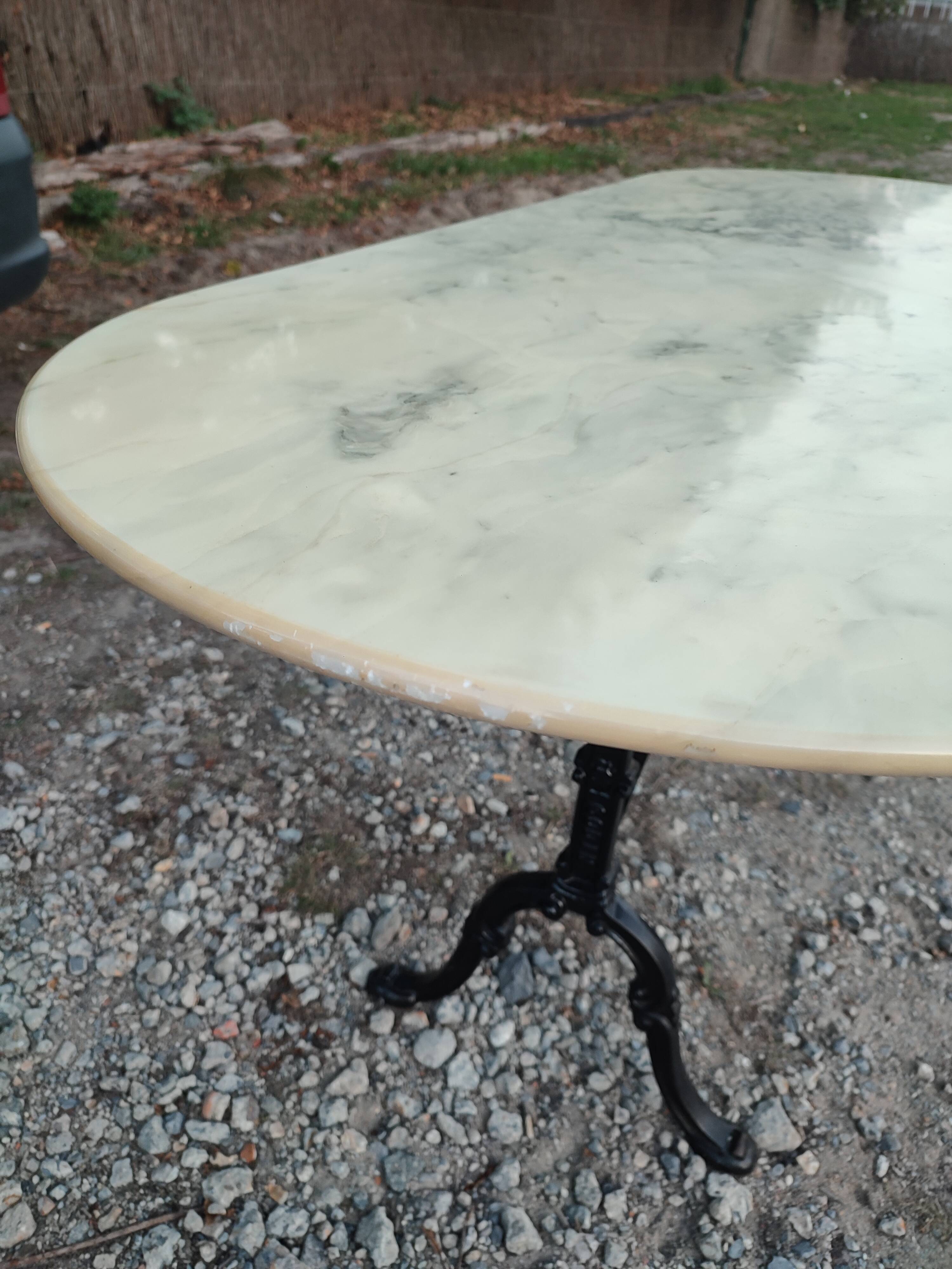 Table bistrot Godin marbre crème