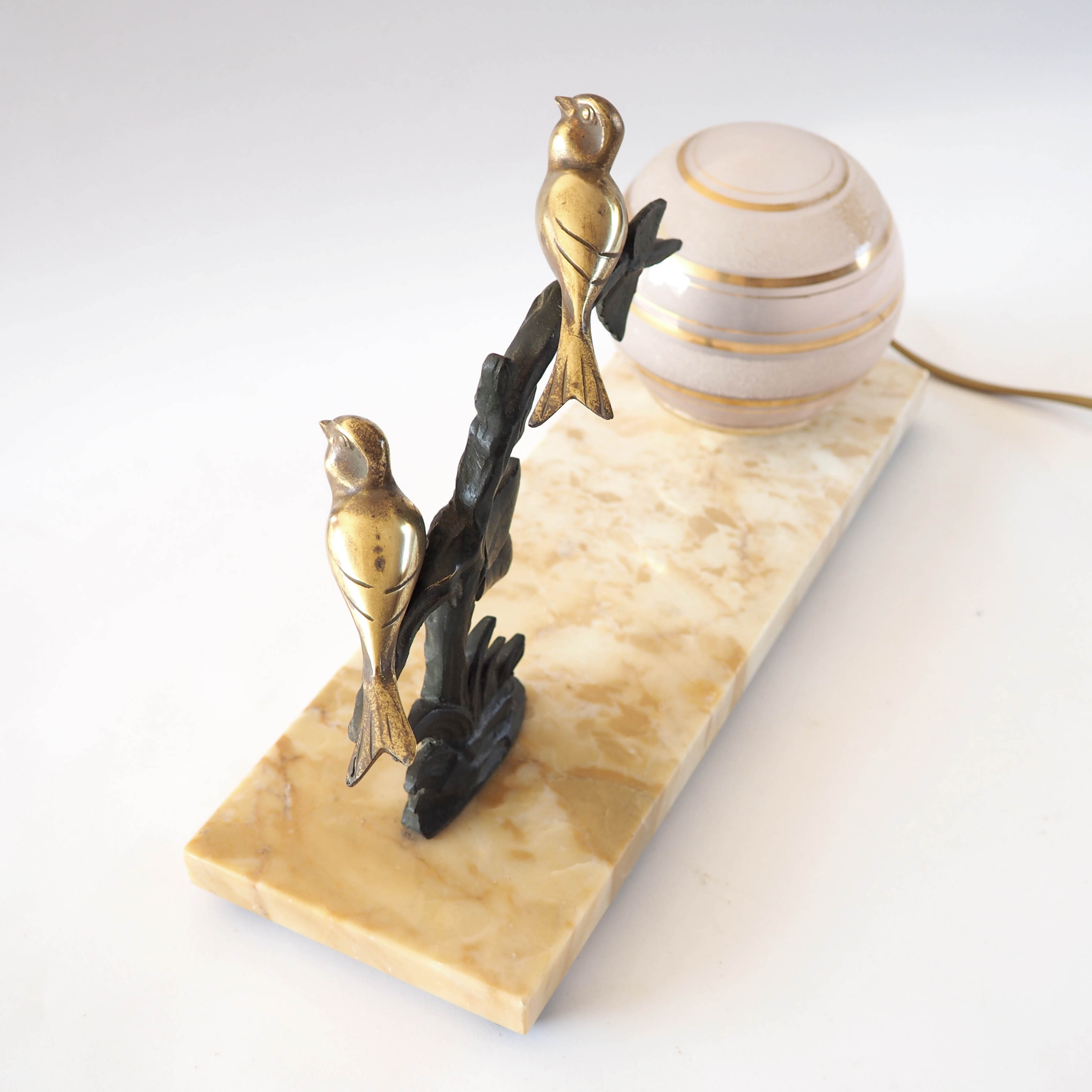 Marble and bronze lamp