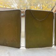 Vintage vertical beveled triptych barber mirror