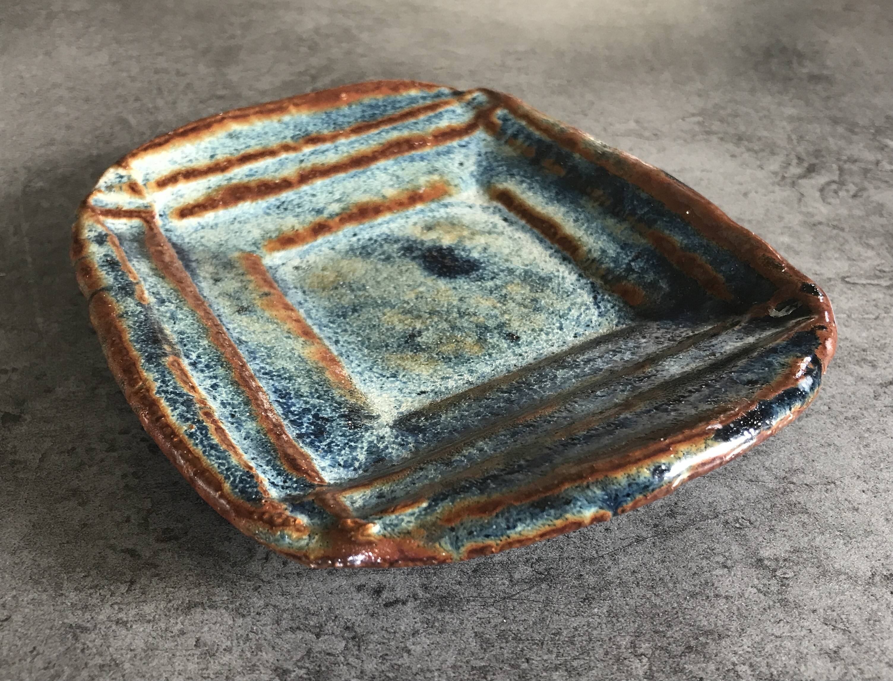 Modernist enamelled stoneware bowl tray
