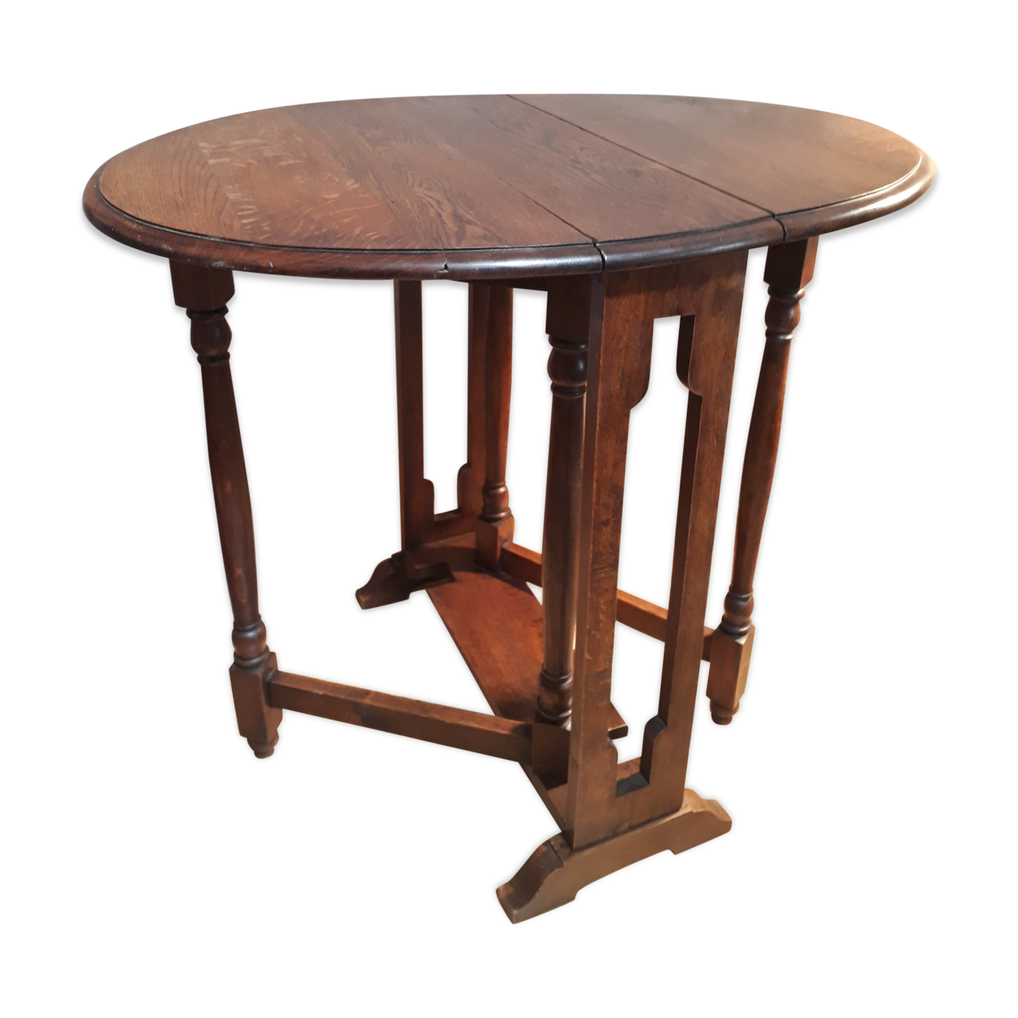 oval table foldable solid oak style 1920