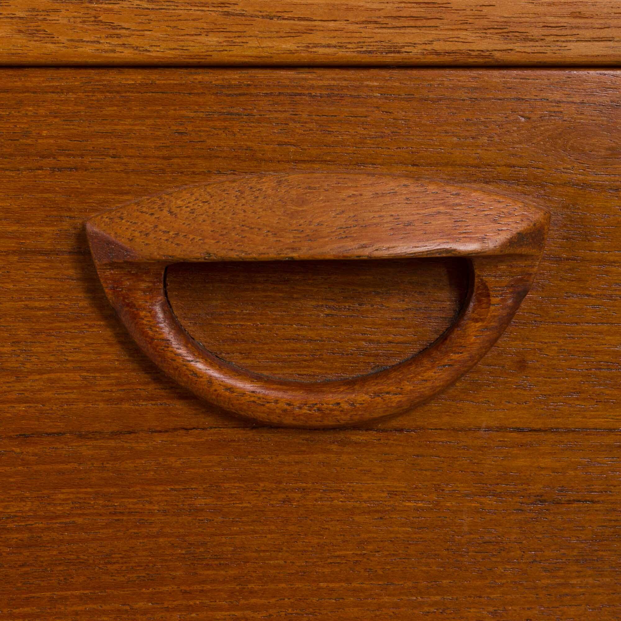 Kai Kristiansen four bay teak wall unit with a dresser, FM Mobler, Denmark