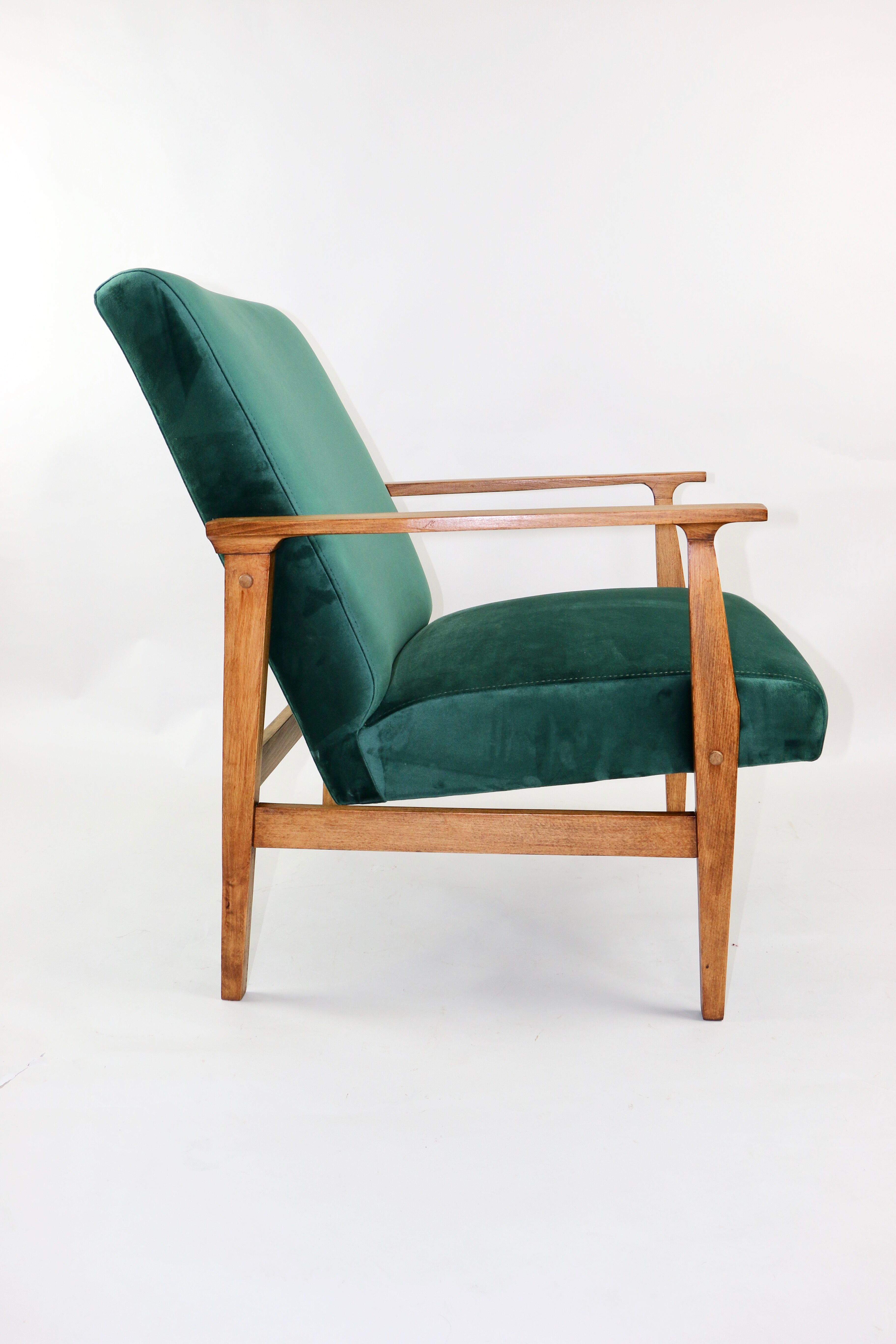 Fauteuil en velours vert vintage, 1970