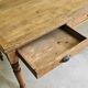 Farmhouse table, solid oak wood, raw finish, shell handles, for 6 people.