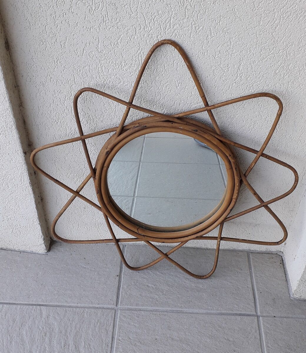 Miroir en rotin, 55 cm