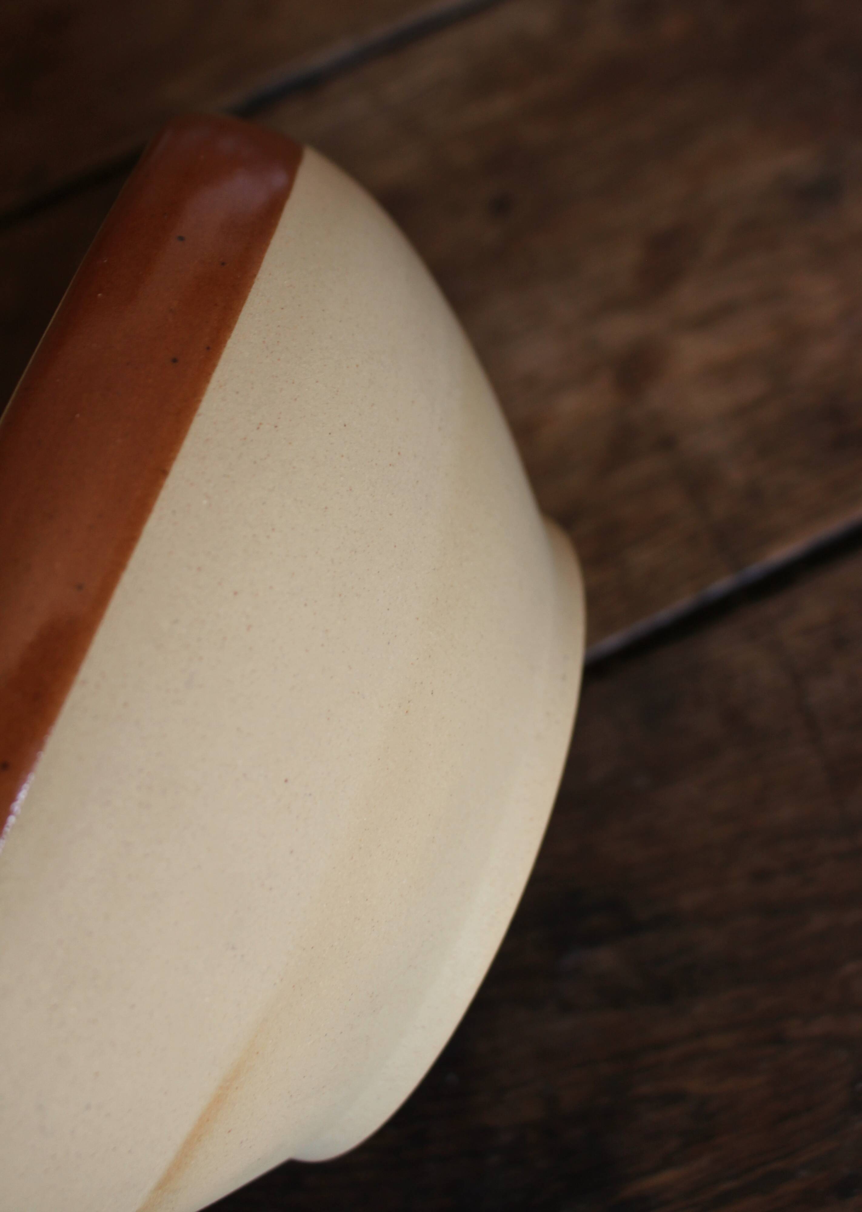 Vintage two-tone Digoin stoneware salad bowl