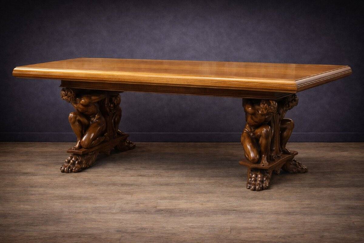 Rare large Renaissance-style walnut table