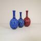 Blue and red peacock vases Midcentury Sven Erik Skawonius Upsala Ekeby, 1950s