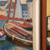 Oil on canvas "Breton fishermen" signed Gene.