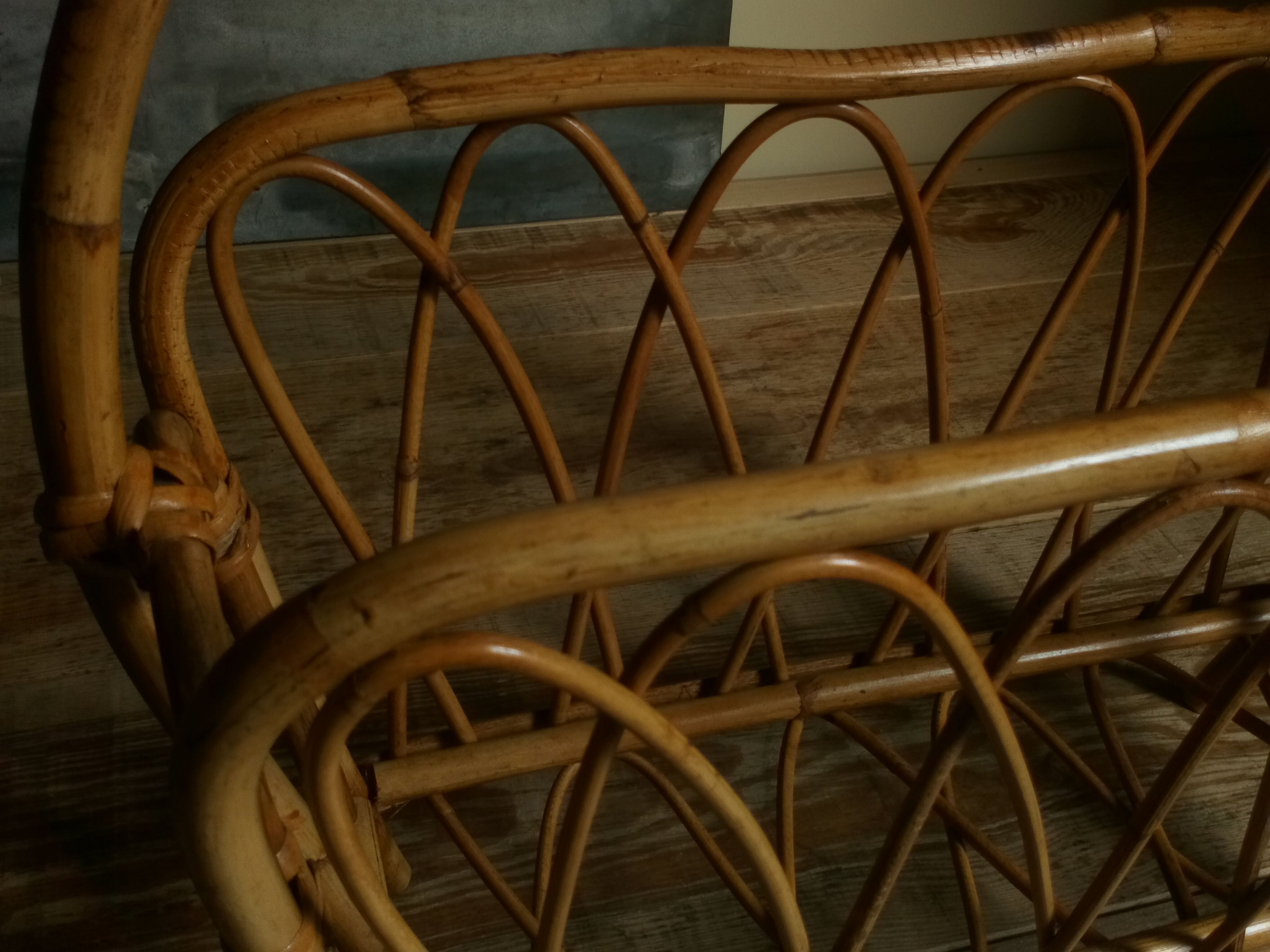 Rattan magazine holder 50s