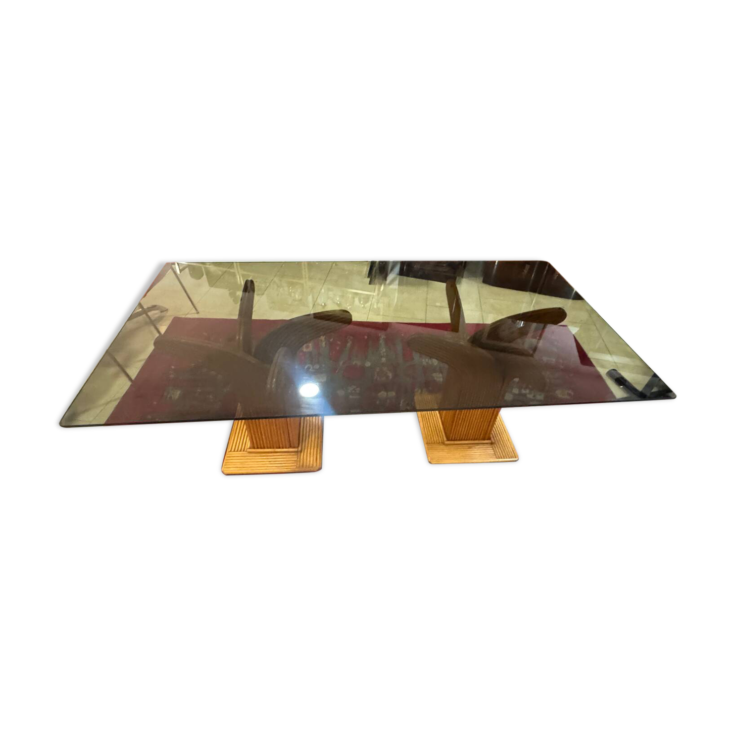 Large rattan table by Maurizio Mariani