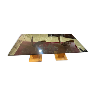 Large rattan table by Maurizio Mariani