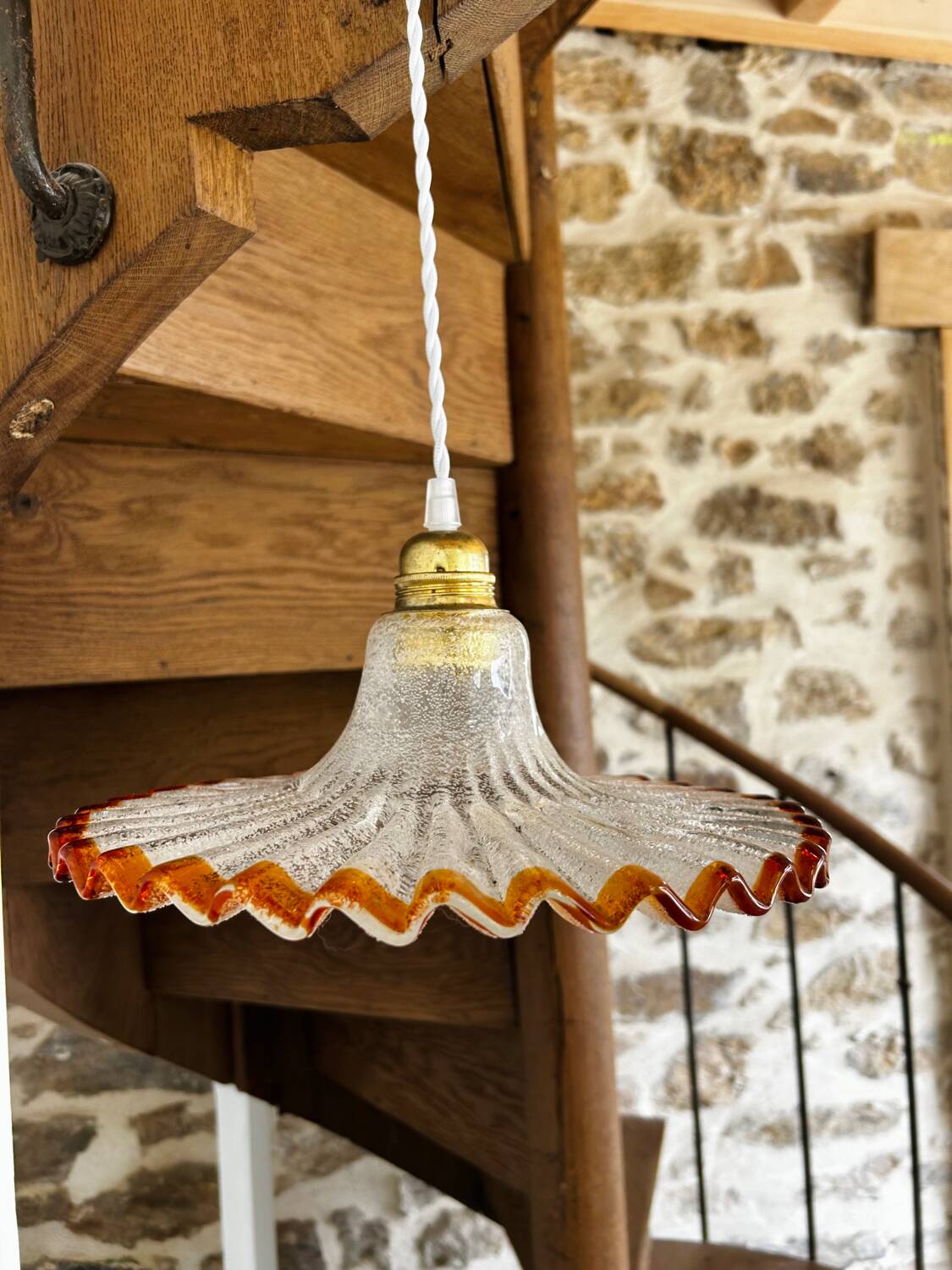 Vintage opaline pendant light