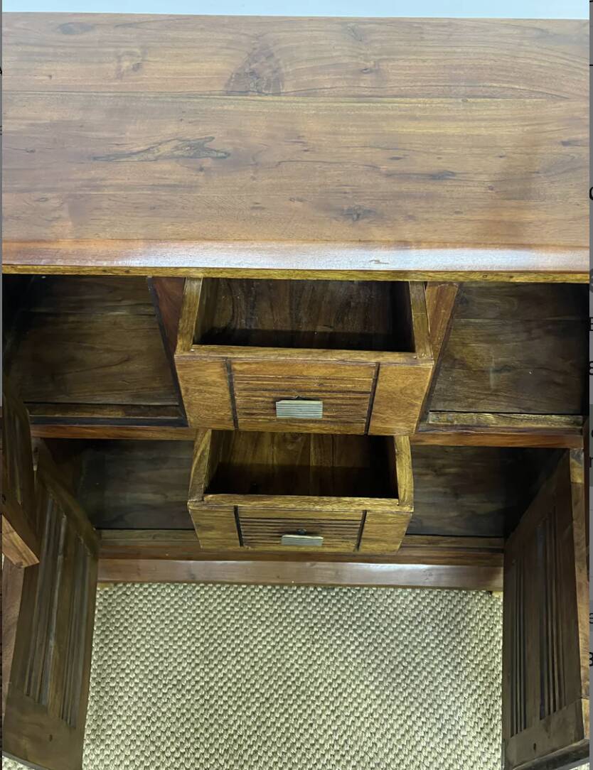 Buffet en bois d'acacia massif 4 portes, 2 tiroirs