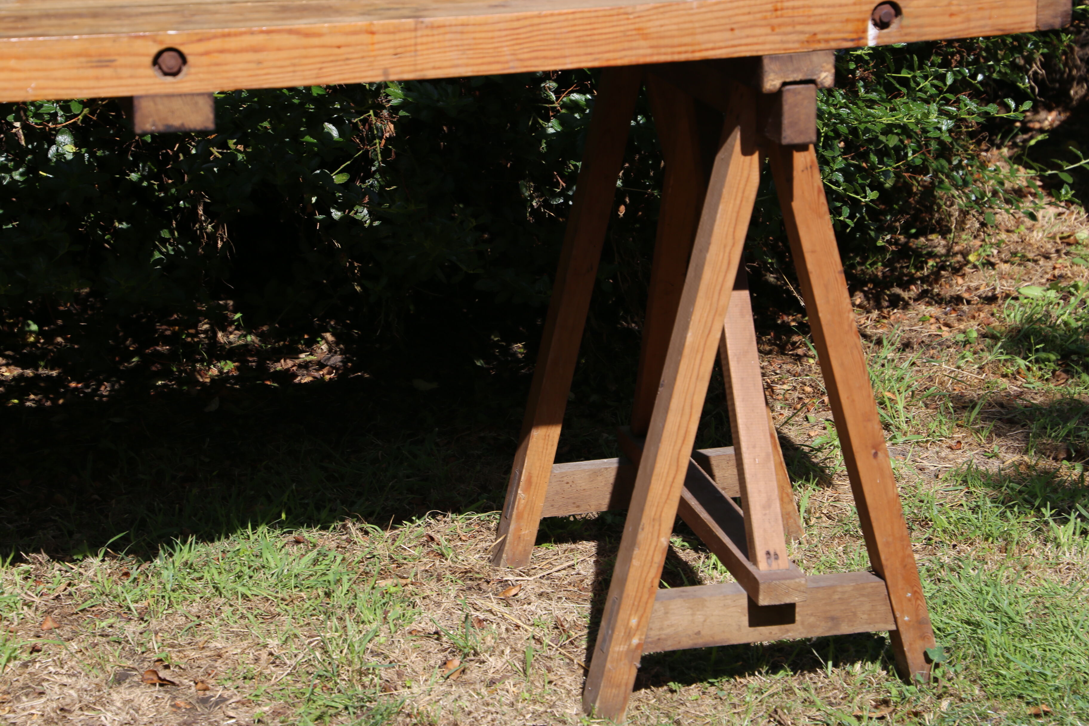 Farm table on trestles, 178 cm x 68 cm