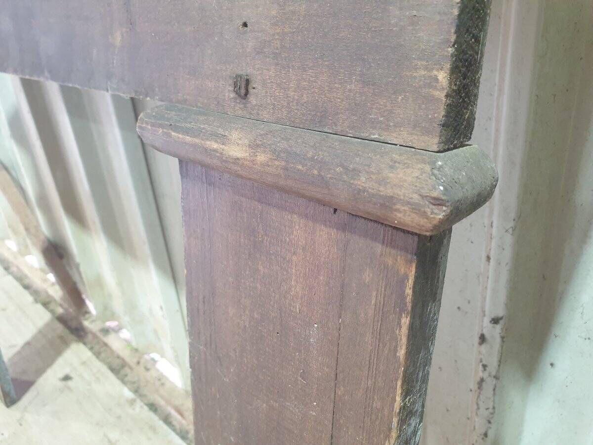 Country-style fireplace surround - stained poplar - late 19th century