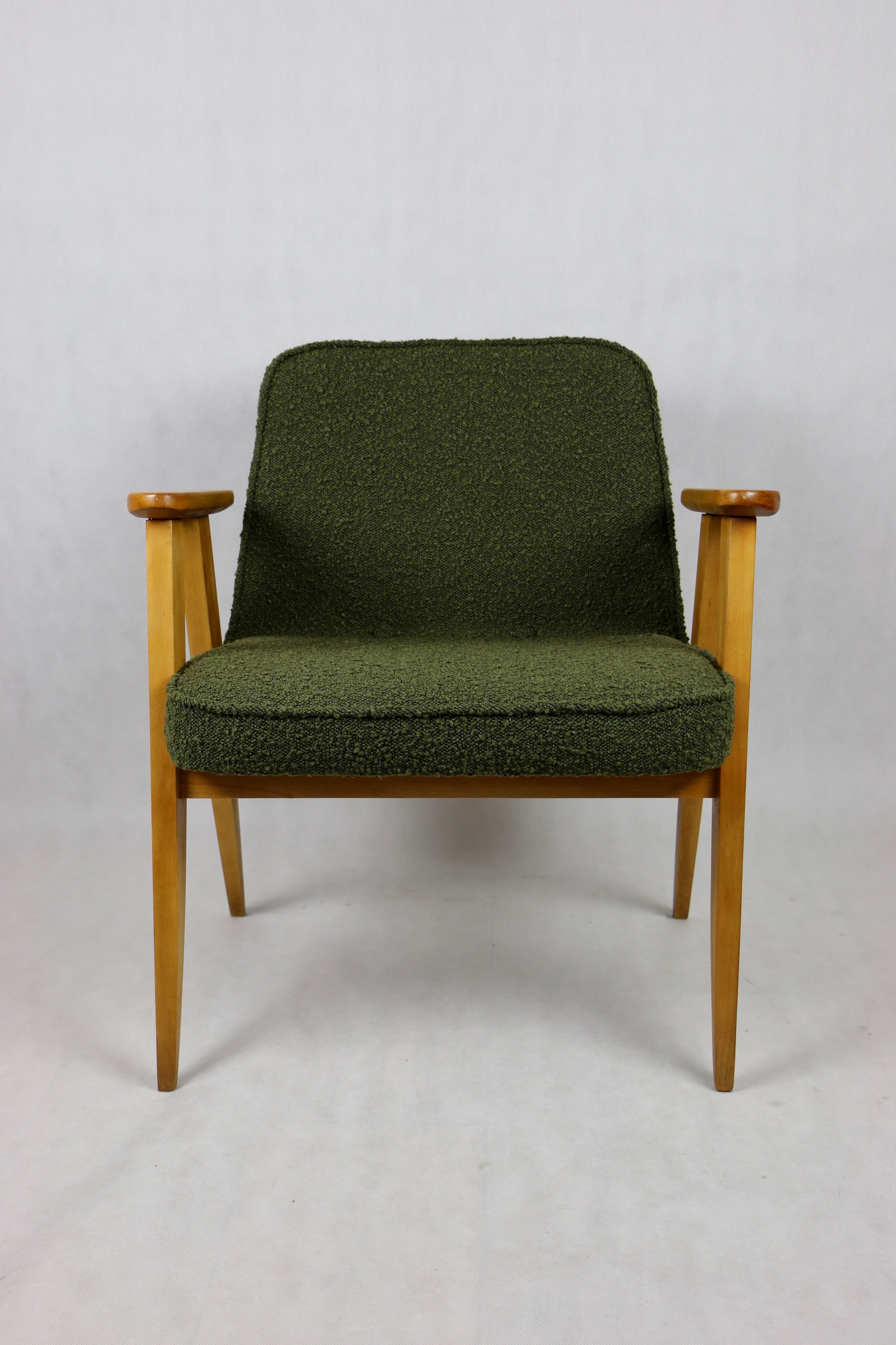 366 olive boucle armchair, 1970s