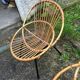 Fauteuil en rotin vintage pieds metal