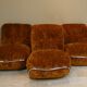 Modular three-seater sofa in steel and velvet, Adriano Piazzesi, 1970