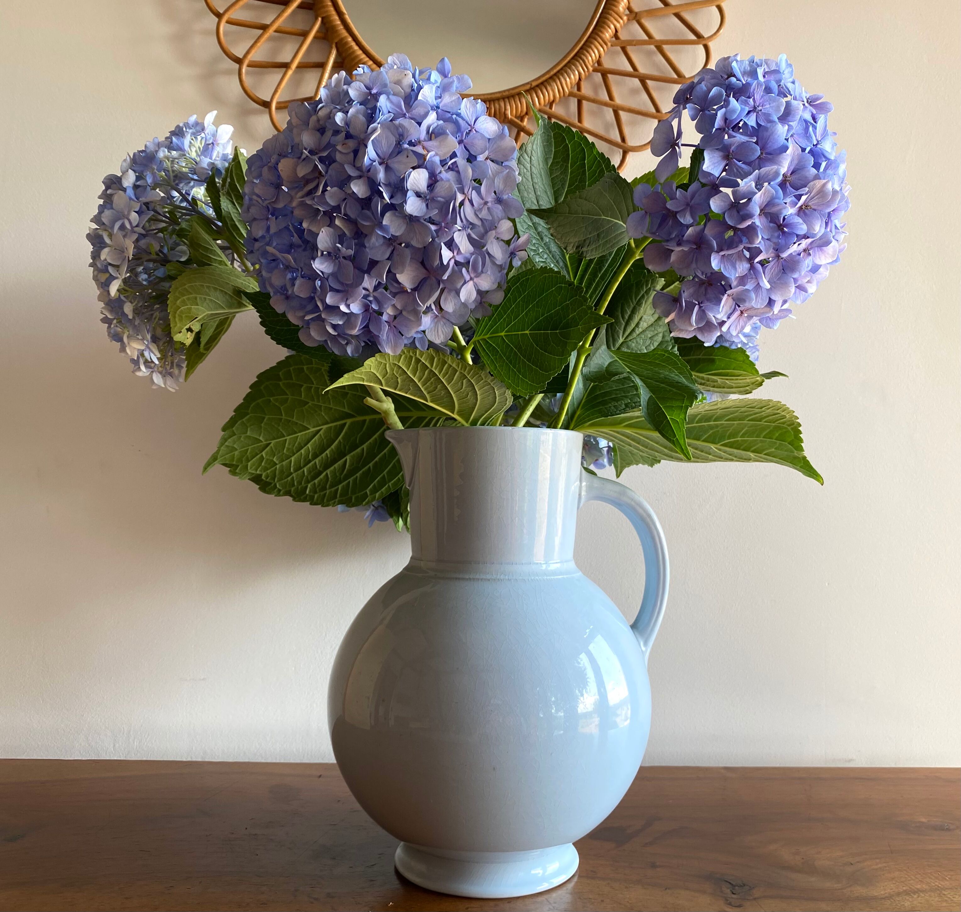 Antique vase in pale blue ceramic
