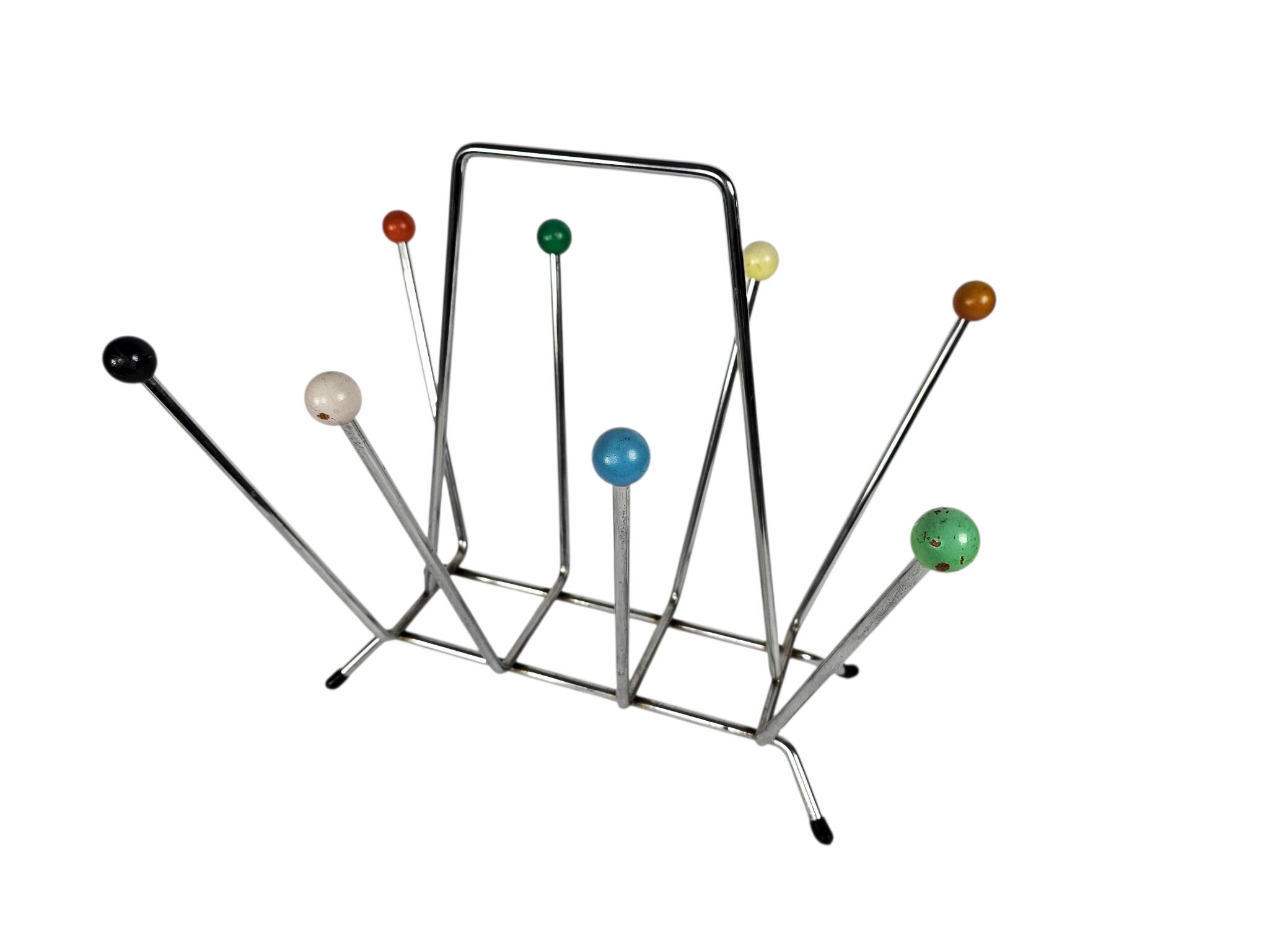 Charles and Ray Eames style magazine rack - Atomic - chrome - wood  Sputnik