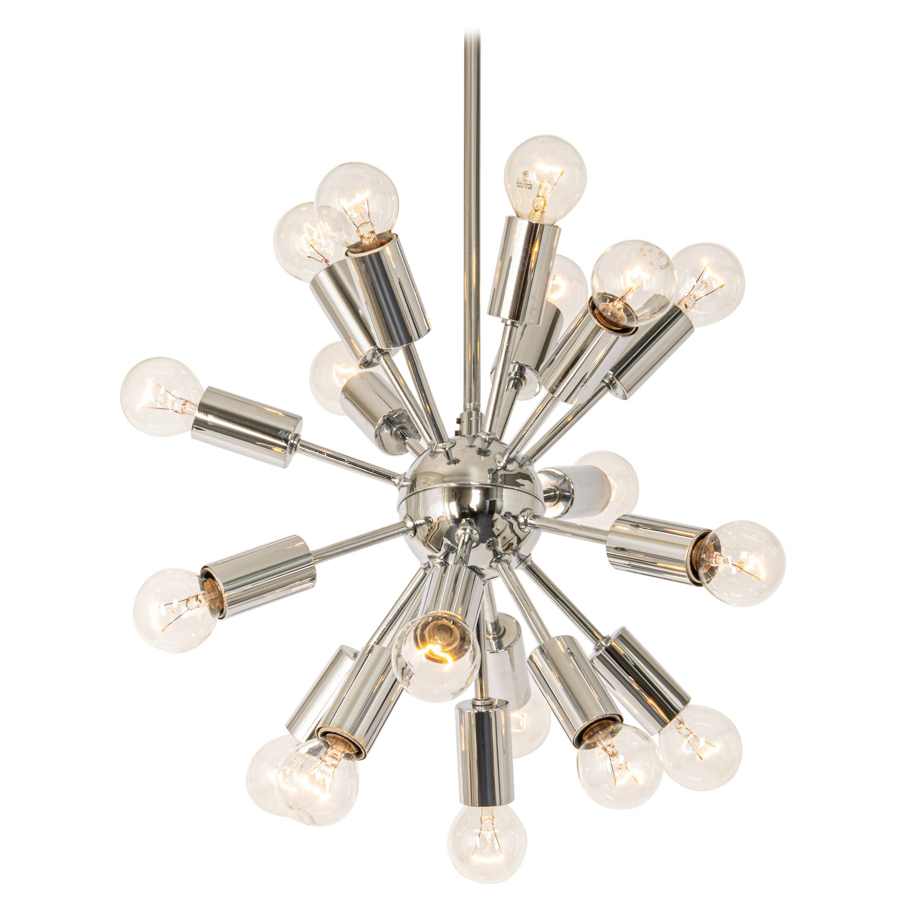 Small Atomium Sputnik space chrome pendant by Cosack, Germany, 1970s.