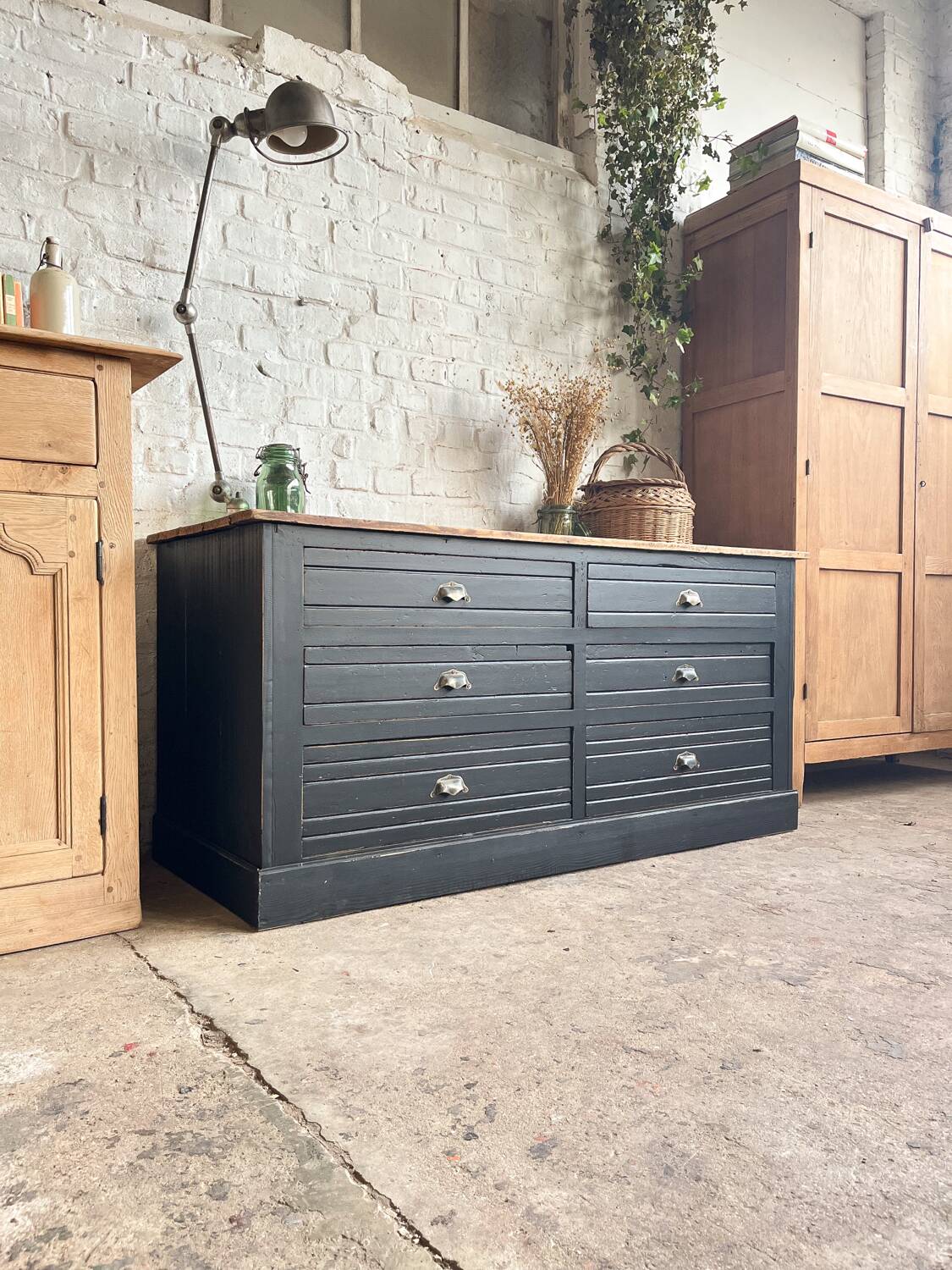 Old trade furniture with black patina