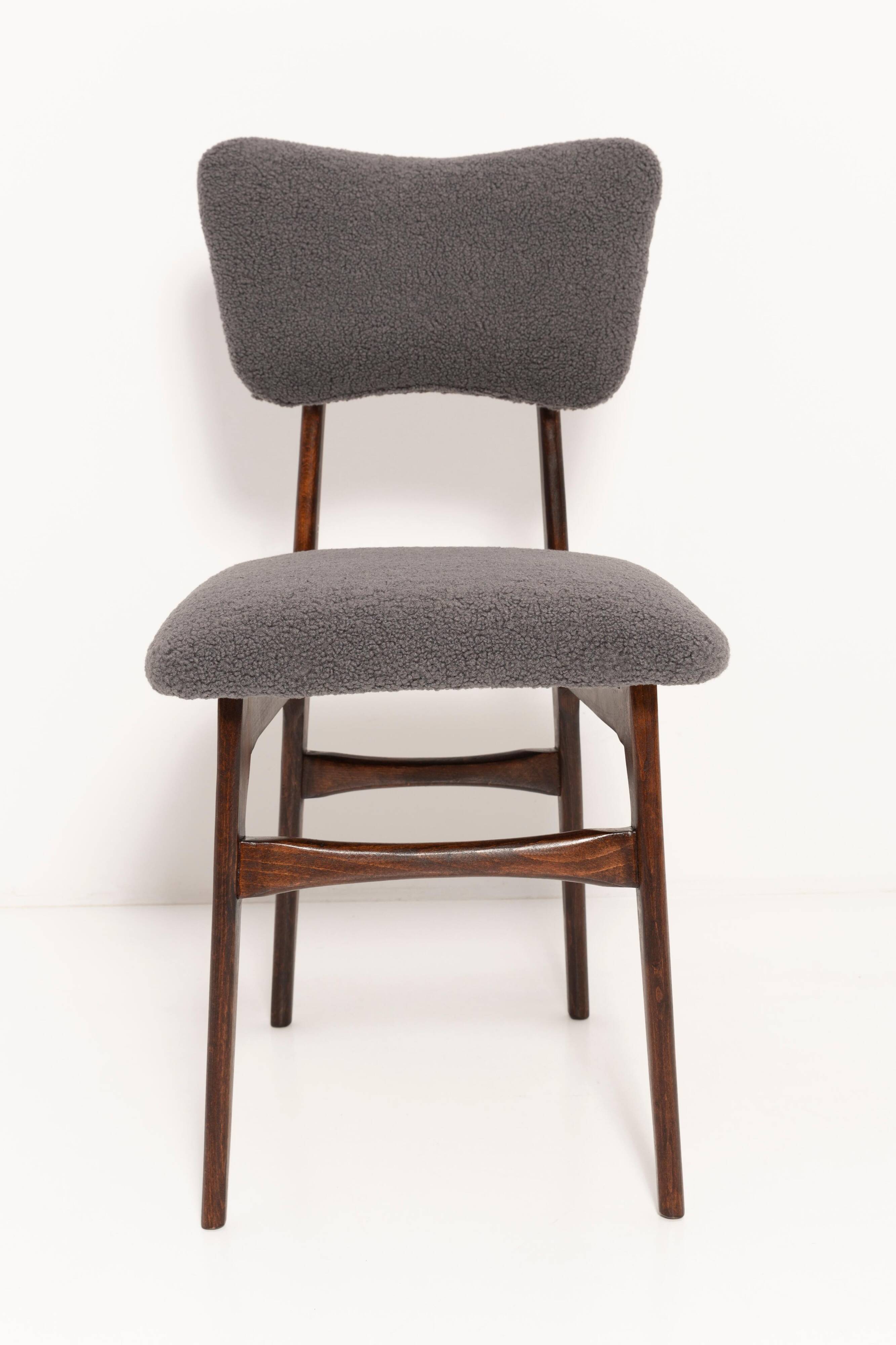 Chaise bouclée gris foncé du 20ème siècle, 1960