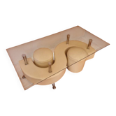 Low table design yin yang + ottomans