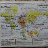 Old school map Vidal Lablache planisphere N° 322