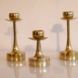 Set of 3 Scandinavian brass candle holders 1970
