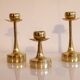 Set of 3 Scandinavian brass candle holders 1970