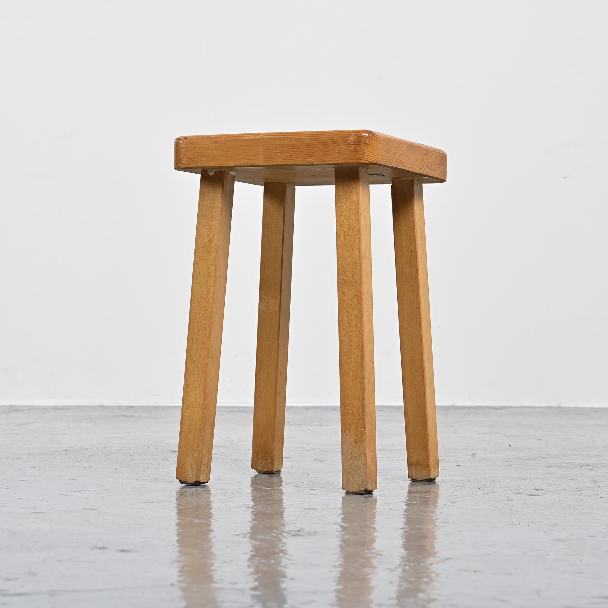 Pine stool by Charlotte Perriand, Les Arcs, France