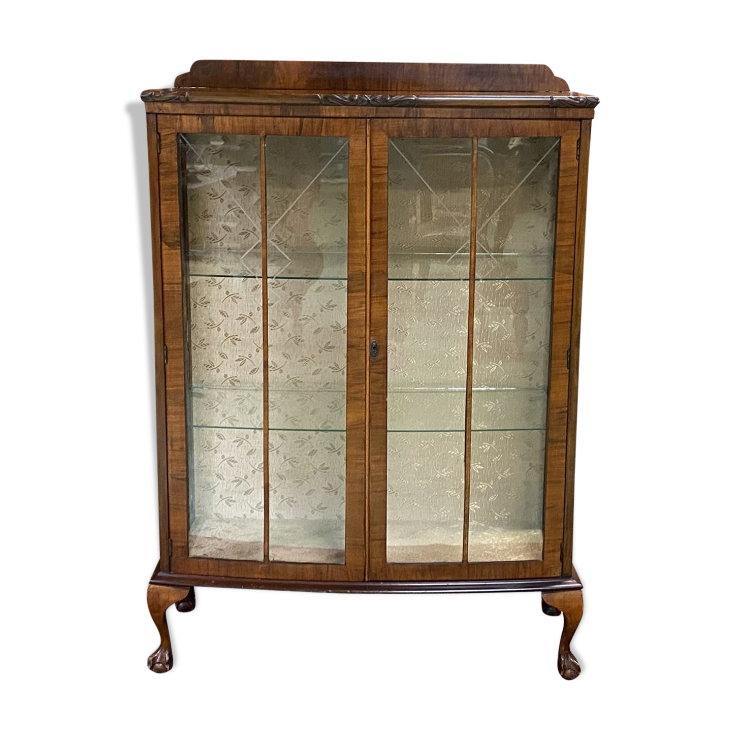 English art deco walnut showcase
