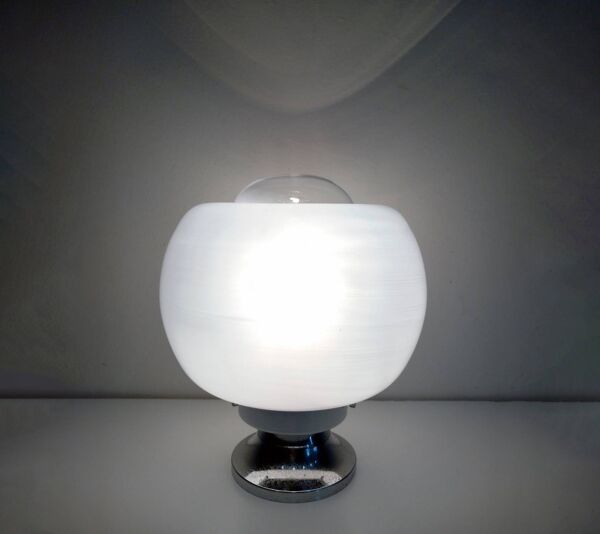 Lampe de Table Vintage • Acier & Verre • Murano • Space Age • 1970