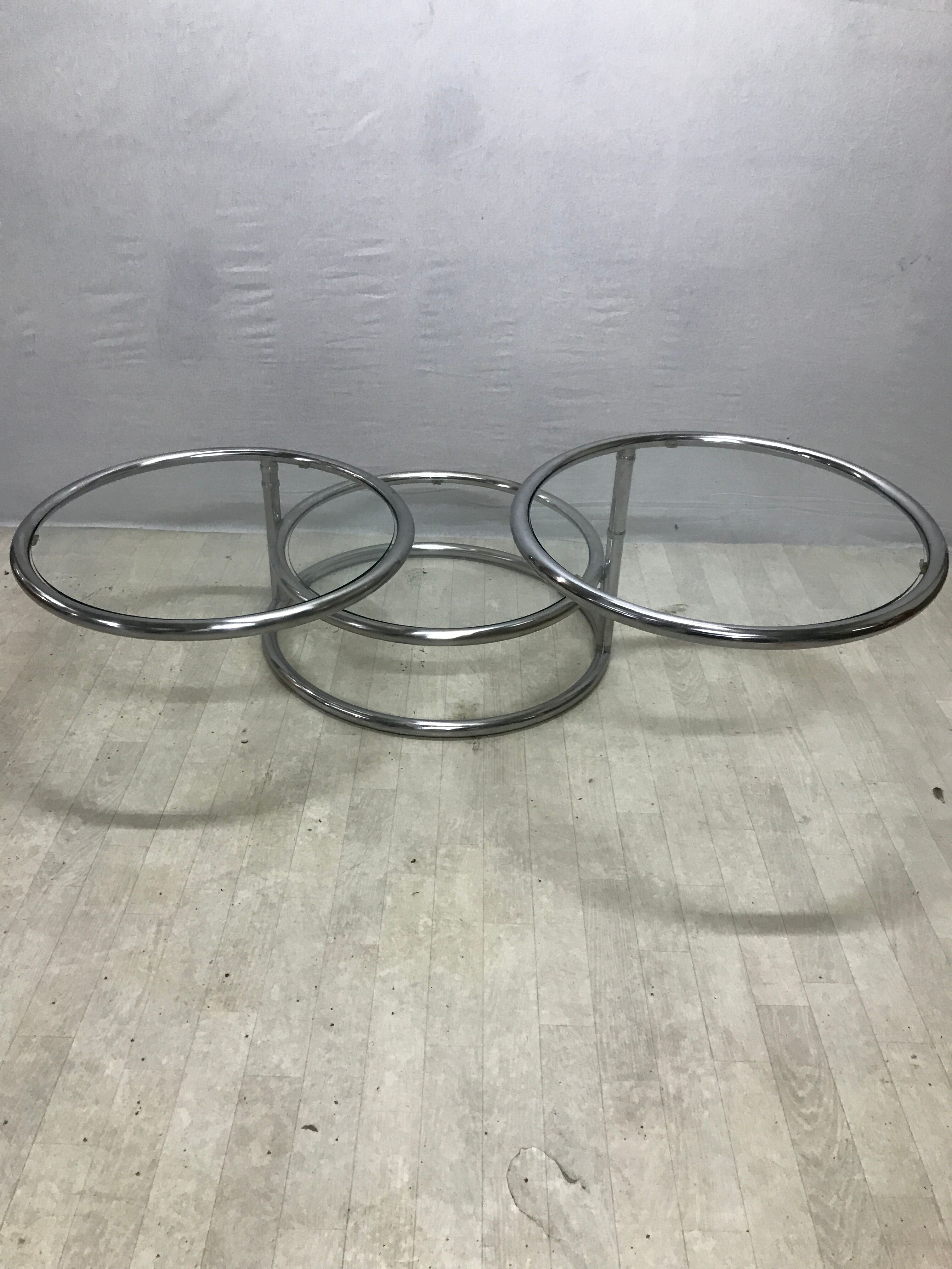 Round coffee table 3 vintage trays