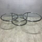 Round coffee table 3 vintage trays