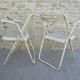 Folding table and its 2 folding chairs Souvignet from the 60s