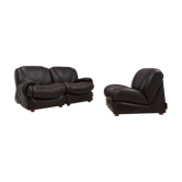 Canapé en cuir modulaire vintage des années 1970