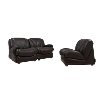 Vintage modular leather sofa 1970s