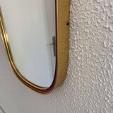 Vintage 1960s asymmetrical free-form rearview mirror, gold and red - 71 x 3